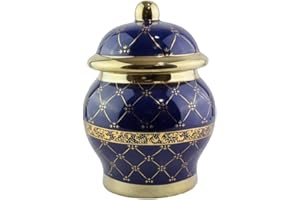 Sopera de Porcelana 6" Azul con Dorado- Porcelain Tureen 6" Blue with Golden