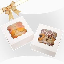 Bakepacker 100pcs White Bakery Boxes with Window