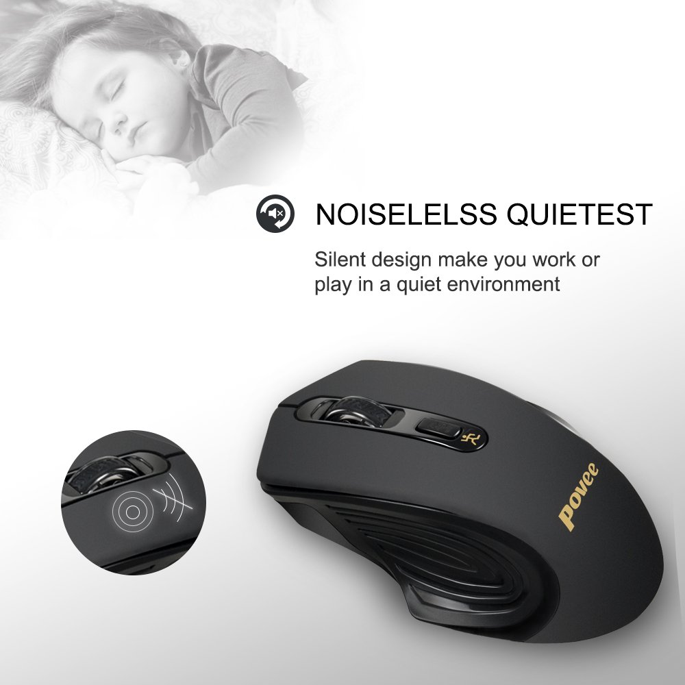Silent Clickless Wireless Gaming Mouse Quiet Optical Ergonomic USB