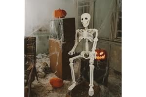 Rosygulls 36" Halloween Skeleton Prop,3Ft Full Body Halloween Skeleton,Full Body Movable Posable Joints Skeleton Halloween Decor,Halloween Skeleton Decorations for Halloween Party Haunted House Props