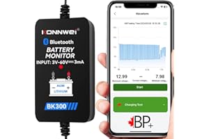 Battery Monitor for All Battery and LiFePO4 Tester Charging Monitor Digital Analyzer for Android & iOS Bluetooth 5.0 6V 12V 2