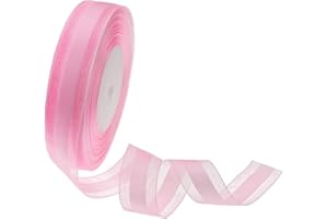 ATRBB 50 Yards 1 Inch Wide Satin Ribbon with Organza Edge for Wedding Gifts Wrapping DIY Bows and Craft (Pink)