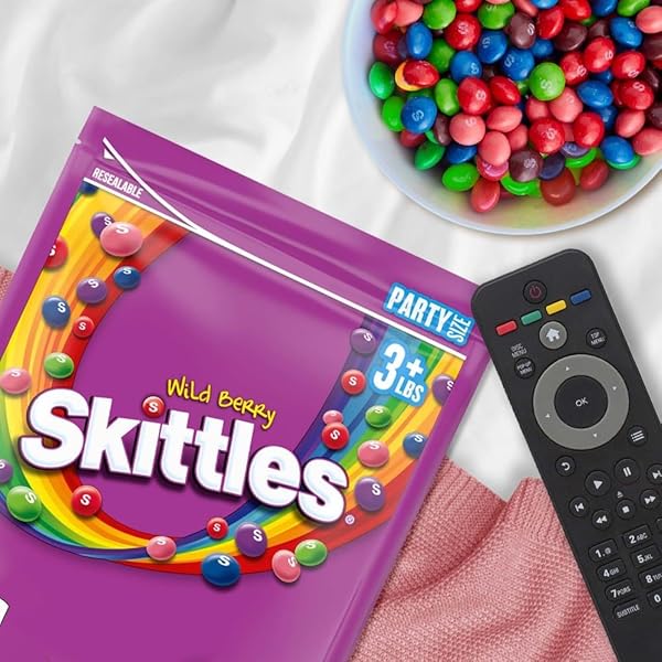 SKITTLES WILD BERRY FRUITY CANDY, SUPER BOWL CHEWY CANDY PARTY SIZE, 50 OZ BAG