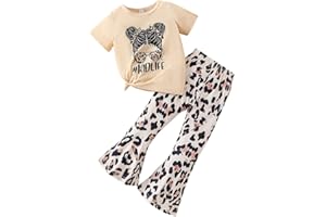 Ayzozuy Kid Girls Clothes Ribbed Knit Belted Peplum Top & Pants Solid Color Outfit Set