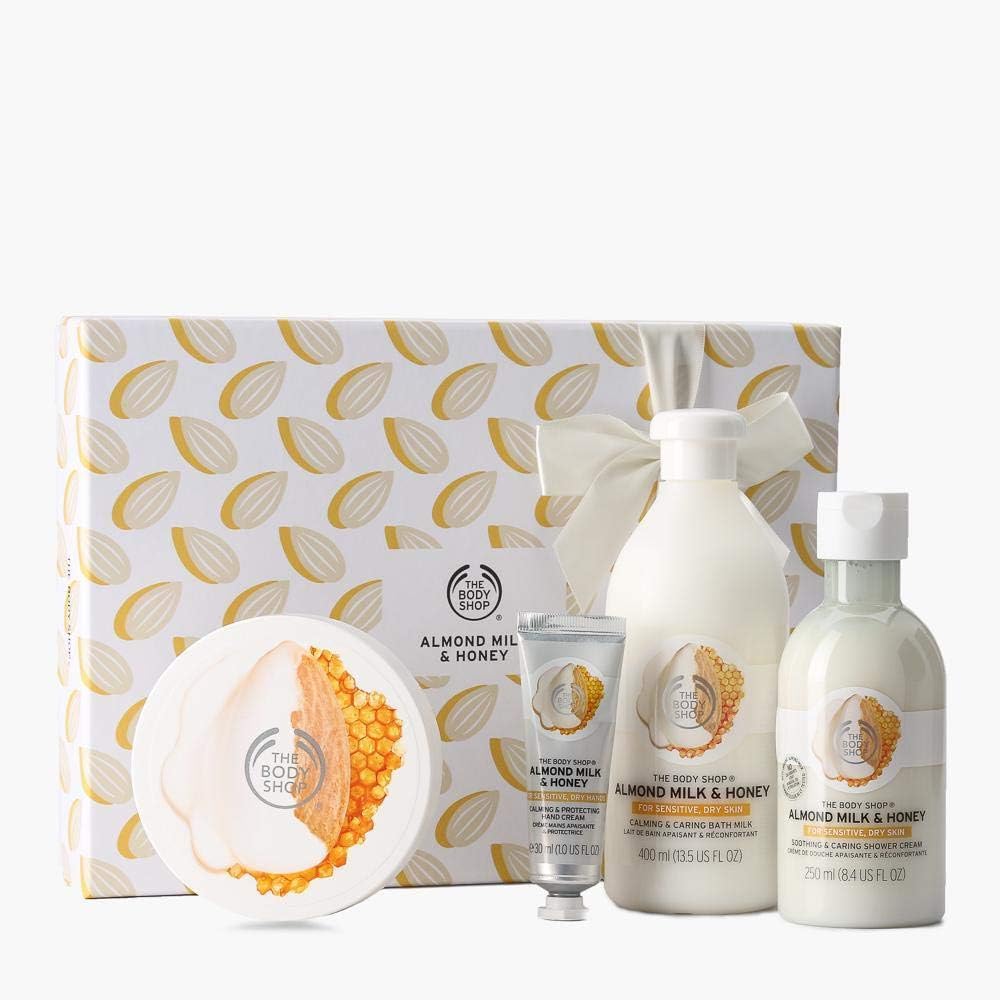 The body shop almond milk & honey (Calming & caring bath milk & soothing & caring shower cream