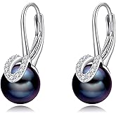 POPLYKE Pearl Earrings for Women Sterling Silver Leverback Earrings Elegant Jewelry Gift for Women
