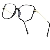 Teumire Oversized Square Blue Light Blocking Glasses for Women Men TR90 Ultralight Nerd Frames Clear Lens Computer Eyewear