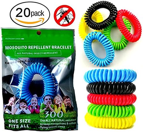 Mosquito Repellent Bracelet, 20 packs Insect &amp; Bug Repellent Waterproof Bands, 100% Natural, Deet-Free &amp; Non-Toxic, Indoor Outdoor Protection for Kids &amp; Adults.
