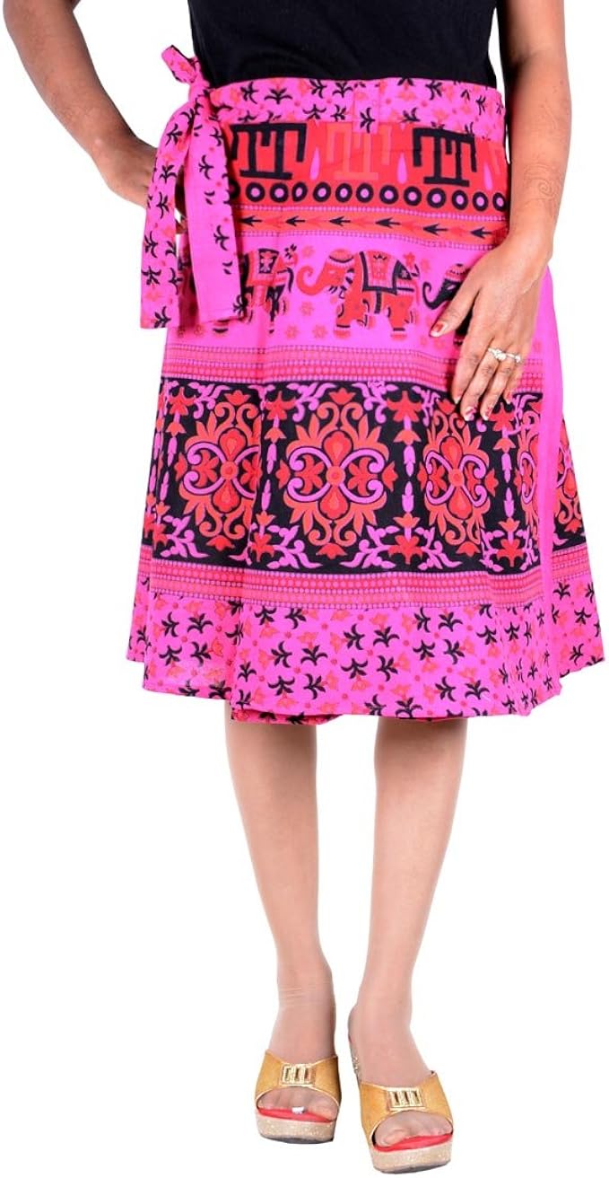 Skirt Womens Dress Cotton Printed Wrap Around Beach Sarong Skirt Knee