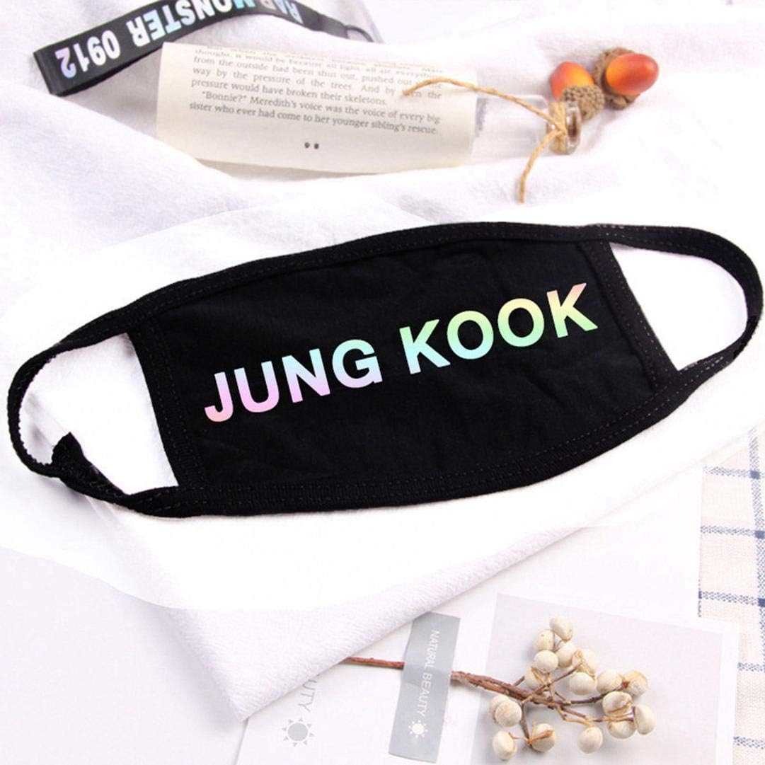 dfgjdryt Sturdy KPOP BTS EXO GOT7 TWICE SEVENTEEN WANNA ONE Same Style Mask Signature Mask Anti-dust Gift for Home Decoration(None JUNG KOOK Black)