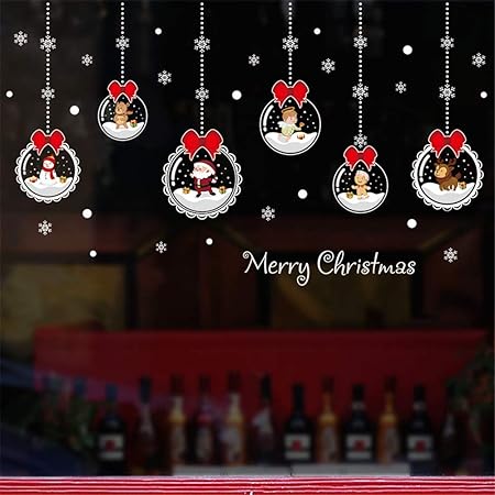 Joyeux Noël Ménage Boule De Verre Suspendu Stickers Muraux