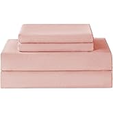 Yibeizi Twin Sheets Set, Pink Cooling Hypoallergenic Microfiber Single Bed Sheets, Soft Oeko-Tex Extra Deep Pocket Sheets & Pillowcases Wrinkle Free Bedsheets
