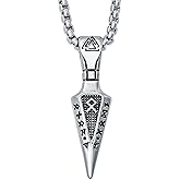 HAQUIL Viking Arrowhead Necklace, Stainless Steel Rune Gungnir Spear Arrowhead Pendant, Box Chain, Jewelry for Men and Women