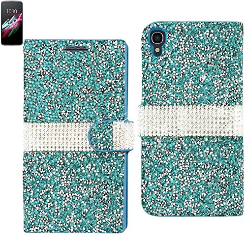 Reiko Diamond Flip Case Wallet Case for Alcatel Onetouch Idol 3 5.Inch - Retail Packaging - Blue
