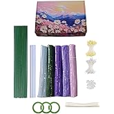 KEMANLANG Pipe Cleaners Craft Kit 500PCS - 5 Assorted Colors Chenille Stems Pipe Cleaners Bulk Sturdy Floral Stems, Stamens, Ribbon, Glue Sticks & Pearls