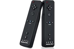 Gamrombo Motion Plus Wii Controller 2 Pack, Wii Remote Controller, with Silicone Case and Wrist Strap, Wii Remotes for Nintendo Wii/Wii U with Motion Plus, Dual Vibration