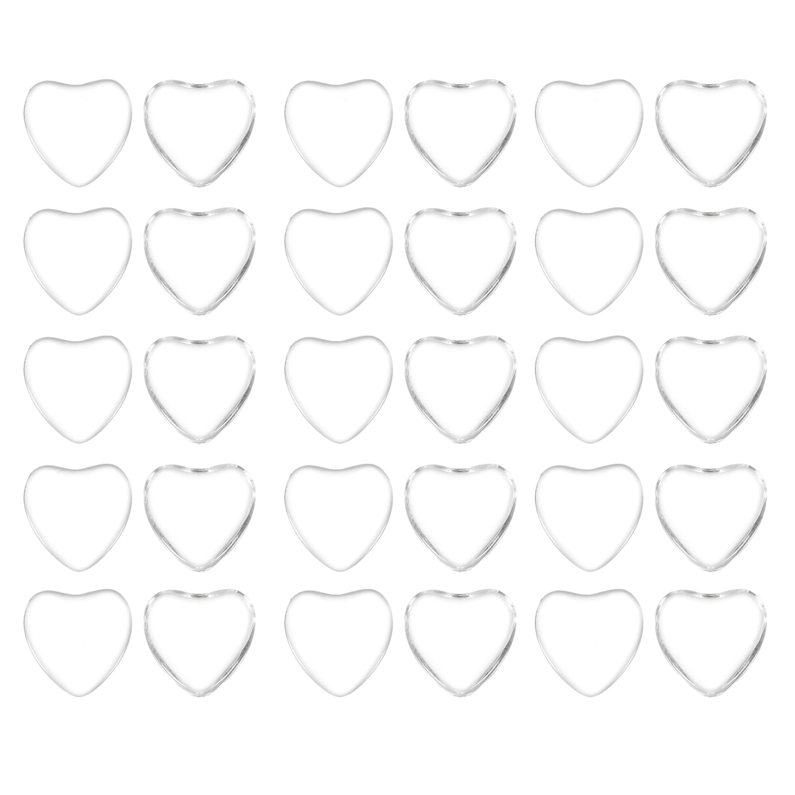 PATIKIL Transparent Glass Cabochons, 60Pcs 12x12mm Heart Shaped Glass Dome Tiles for Photo Pendant Jewelry Making, Clear