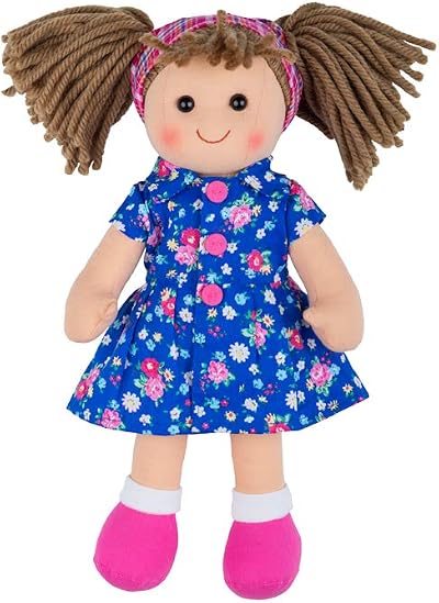 Bigjigs Toys Hollie Doll SMALL Ragdoll Cuddly Toy 25cm Blue Dress