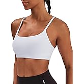 K-Swiss Sports Bras for Women - Light Impact Unadjustable Scoop Neck Thin Strappy Wireless Padded Yoga Workout Gym Tops