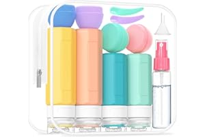 Ruinovate 17 Pack Travel Bottles - TSA Approved Travel Size Toiletries, Leak Proof Containers for Toiletries, Silicone Squeezable Container for Shampoo, Body Wash, Lotion & Conditioner - Colorful