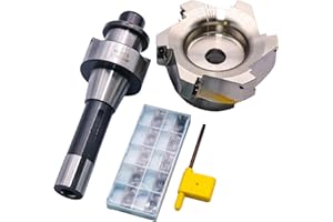 SEFHLI 3.94"/100mm Cutting Diameter 90 Degree 6 Flute Indexable CNC Face End Mill Shell Cutter BAP400R 100-32-6T, Shank Face End Mill Arbor R8-FMB32 7/16-20 with 20Pcs APMT1604 Carbide Inserts and T15 Wrench