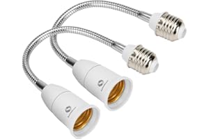 RONG&LAN E27 Flexible Light Bulb Lamp Socket Adapter Extender/Adjustable Edison Bulb Socket Extension for Home Light Fixtures/LED Grow Light Socket Stand etc (23.6inch,2-Pack)