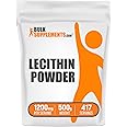 BulkSupplements.com Soy Lecithin Powder - Lecithin Supplement, Lecithin 1200mg Powder - Lecithin Powder Food Grade, Gluten Free, 1200mg per Serving, 500g (1.1 lbs) (Pack of 1)