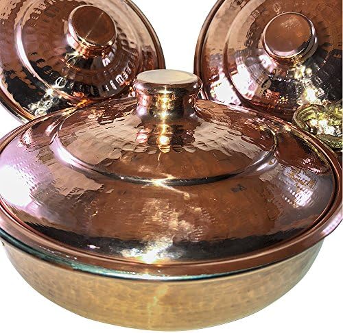 Traditional Hammered Cooper Pan With Lid. 100% Original, Handwork Pan, 3 Copper Pans