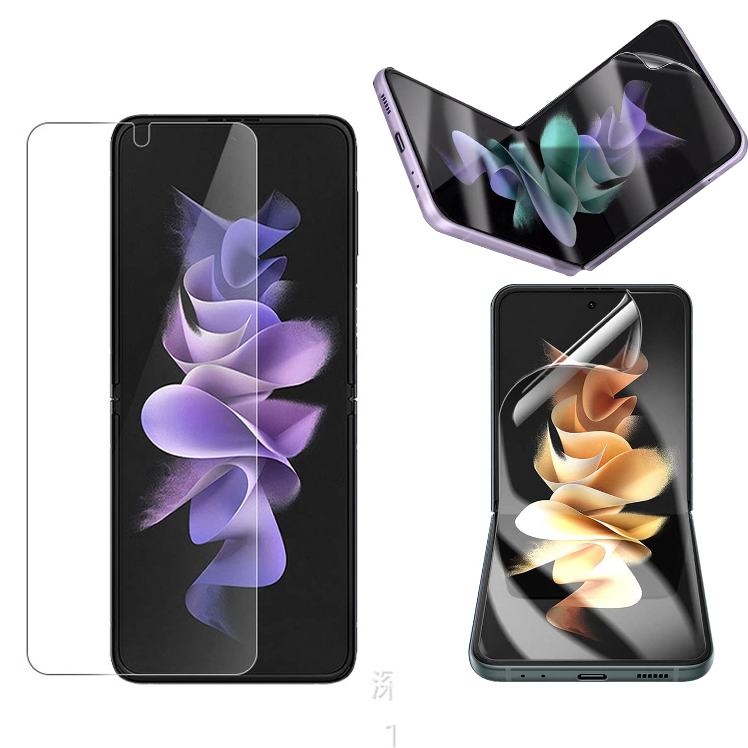 Photo 1 of [3 Pack]Screen Protectors Designed for Samsung Galaxy Z Flip 5/Z Flip 4 5G 2022, 3 Pack Inside Screen Self-Healing TPU Film Scratch-Resistant Bubble Free Sensitive Touch Ultra-Thin Screen Protectors for Galaxy Z Flip 5/Z Flip 4 Support Fingerprint Unlock 
