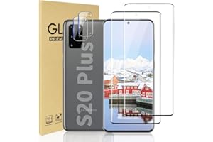 GEVIAHO 2+2 Pack Galaxy S20 Plus Screen Protector + Camera Lens Protector, Full Clarity Coverage,9H Tempered Glass, Ultrasonic Fingerprint Support,Anti Bubble,3D HD Curved for Samsung S20 Plus [6.7Inch]