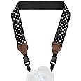 USA GEAR TrueSHOT Neck Strap Neoprene Camera Straps - Padded Camera Strap, Pockets, and Quick Release Buckles - Compatible with Canon, Nikon, Sony and More DSLR and Mirrorless Cameras (Polka Dot)