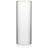 WGVI Hurricane Candle Holder Sleeve, Wide 3.5", Height 10", Clear Glass Cylinder Candleholder, Chimney Tube, Open Ended Candle Shade, 1 Piece