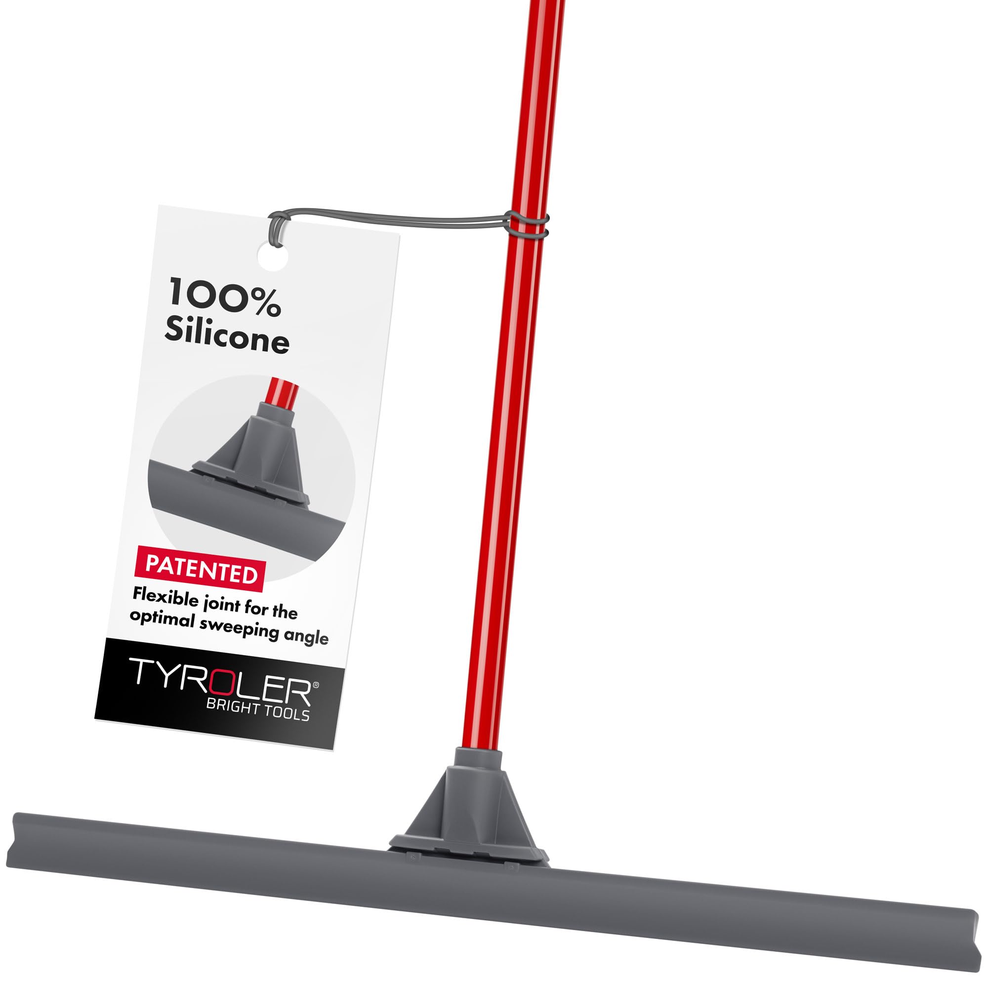 Tyroler Large Wet Room Floor Squeegee Heavy Duty | 60 cm Head 100% Silicone | 4-Part 140cm Long Handle Squeegee | Perfect Bathroom & Shower Squeegees | Ideal for Any Surface | Squeegees Mop for Floors