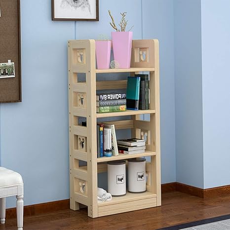 Amazon 無垢材 本棚 書棚 漫画中空 収納ラック漫画 本棚 ディスプレイラック の リビング ルーム A 4棚 本棚 オンライン通販