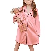 Jxstar Matching Girls& Doll Satin Nightgowns Silk Pajamas Sleepwear Long Sleeve Night Dresses