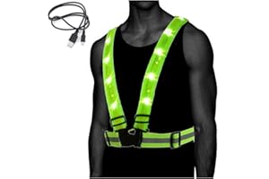 Atlecko 360° Rechargeable LED Running, Cycling, Hiking Reflective Vest & Belt for Men, Women & Kids - Safe & Comfortable - Bright Lights for High Visibility, Excellent Battery Life, Perfect for Night