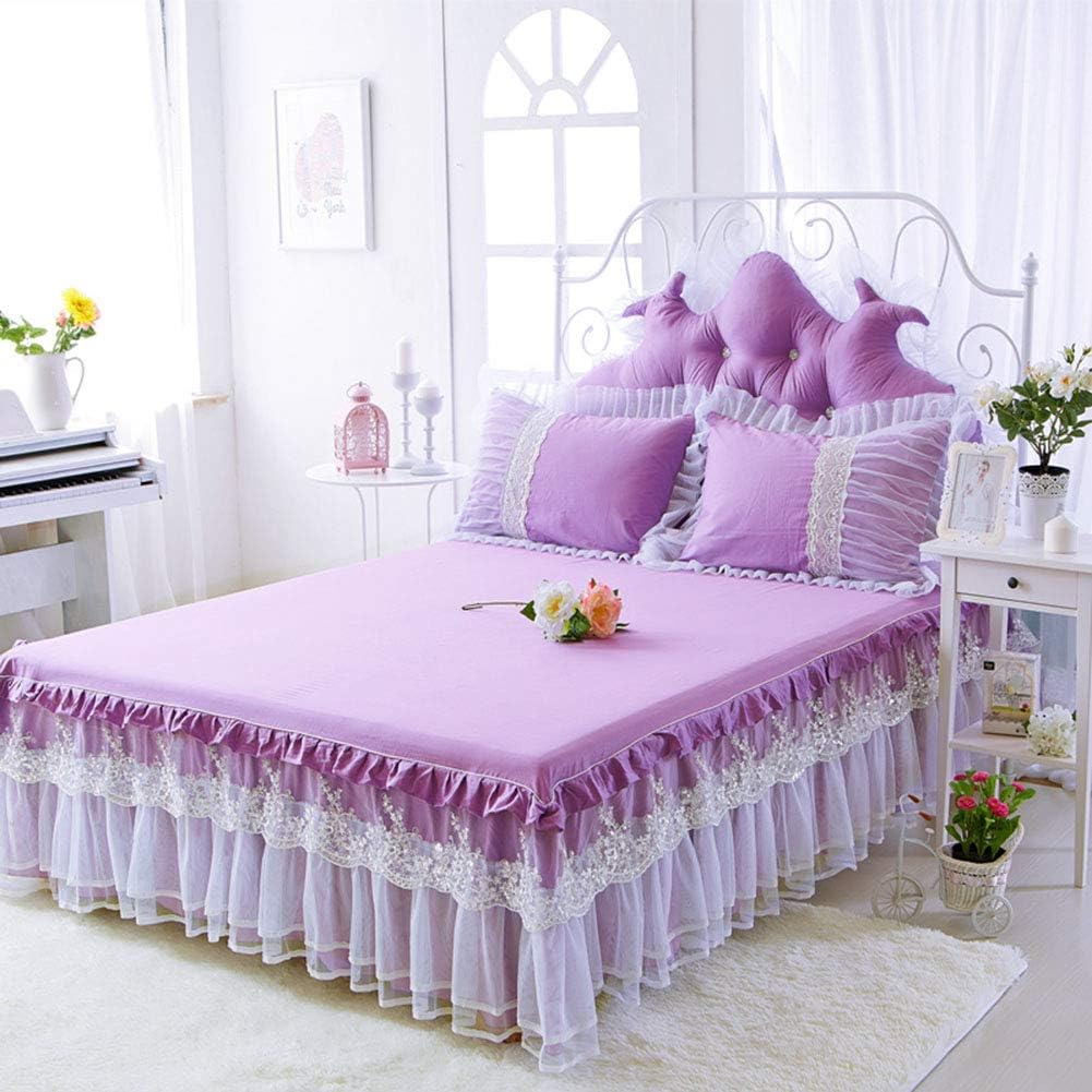XYDDP Princess embroidered sequined lace bed skirt,cotton bed cover,soft/Comfortable/Wrap around bed