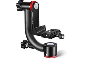 Neewer GM100 Professional Heavy Duty Carbon Fiber Gimbal Tripod Head with 1/4” Quick Release Plate, Bearing Structure Support