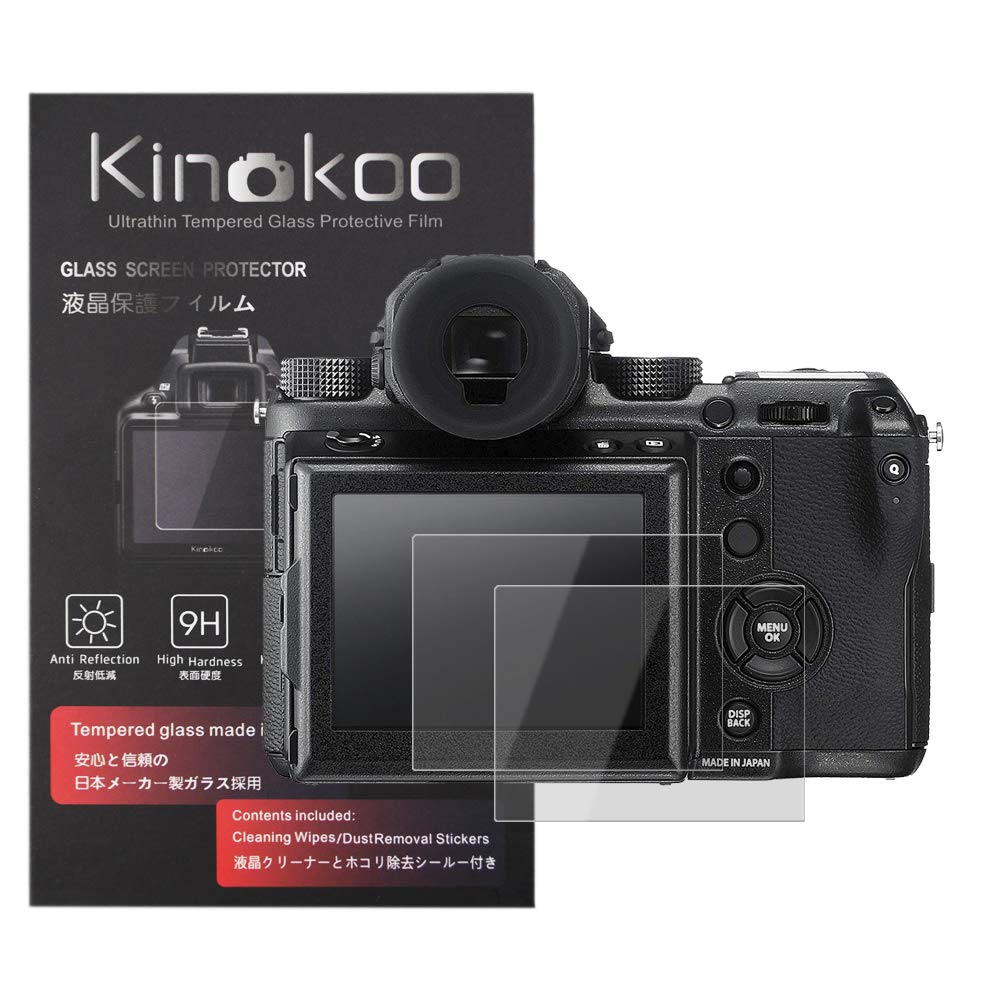 kinokoo Screen Protector for Fuji GFX 50S/GFX 50R/GFX 100/GFX 100S Digital camera, 0.25mm 9H Hardness Tempered Glass Film for GFX 50R camera - Bubble Free& Anti-Scratch&Anti-Finger Print (2 Pack)