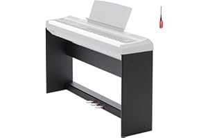 PENYPEAL L125B Wooden Furniture Stand Compatible for Yamaha P-125,P-128 Keyboard,with Traditional Piano 3-Pedal Unit,Black (P-125 WS)