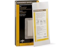 Medline Bordered Gauze, 4" x 8" Adhesive Island Wound Dressing, Sterile, 15 Count
