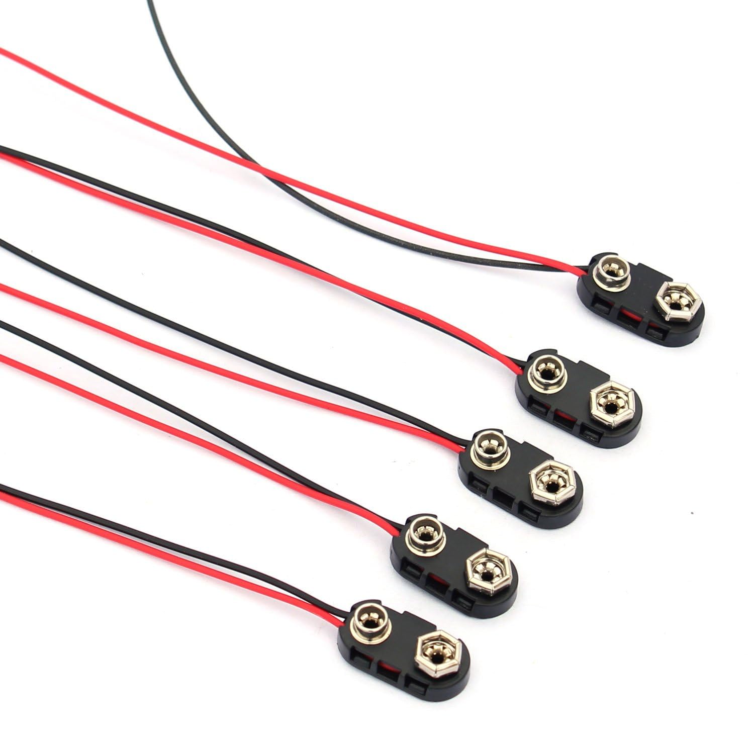 56Tiankoou 5pcs Black Hard Plastic Housing 1 Type Wire 9V Battery Clip Connector