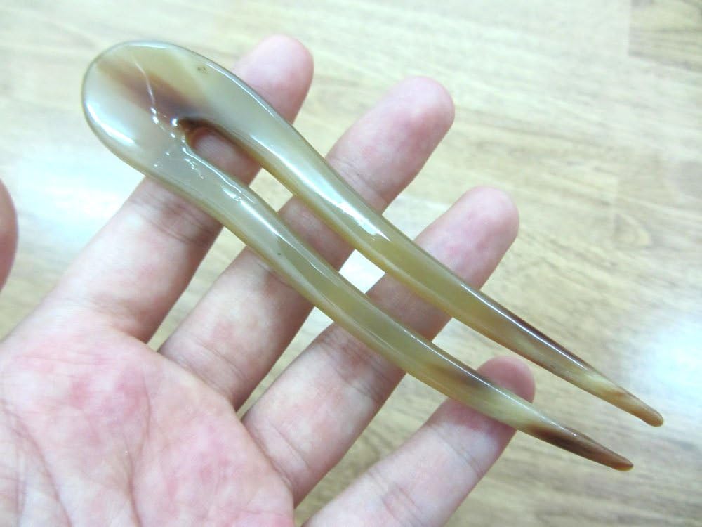 Marycrafts Wavy Buffalo Horn Hair Fork Hair Stick Hair Accessories For Women, Light Shade - Image 4