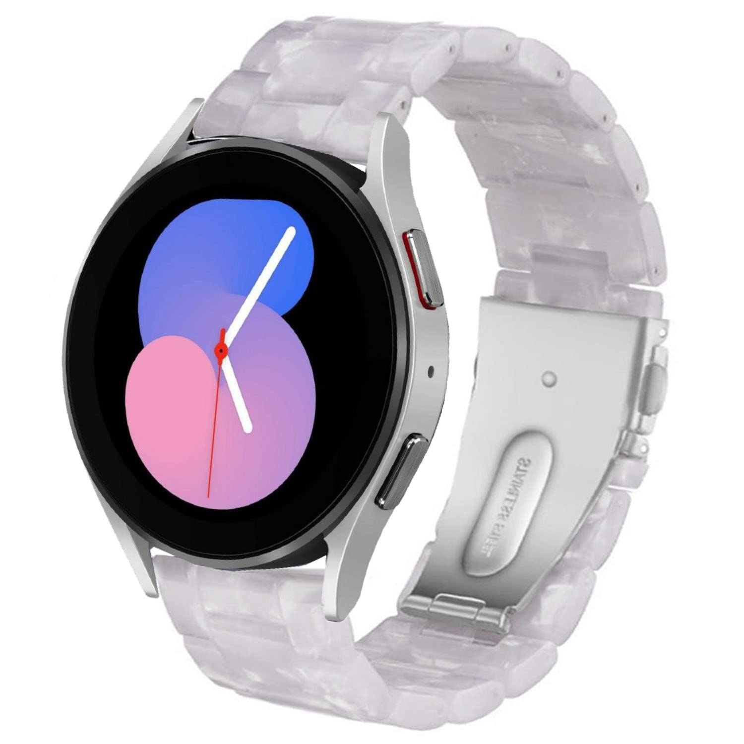 DEALELE Compatible with Samsung Galaxy Watch 6 / 6 Classic / 5 / 5 Pro / 4 / 4 Classic / 3 41mm / Active 2, 20mm Colorful Resin Replacement Strap for Huawei GT2 42mm / GT3 42mm, White