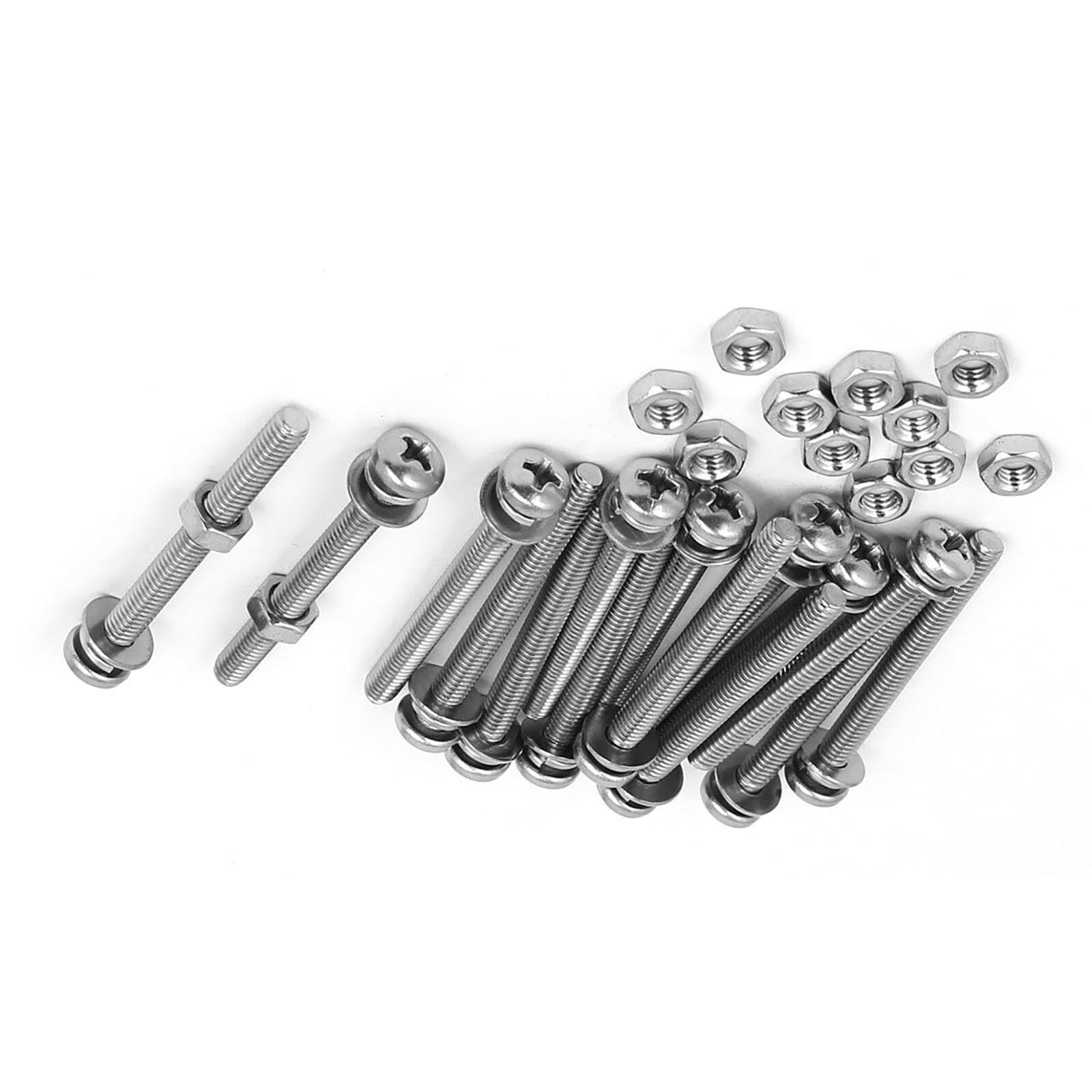TA-VIGOR 15Pcs M4x40mm Screw Assortment Kit, 304 Stainless Steel Phillips Pan Head Bolt Screw Nut Washer for Professionals, Amateurs, Landlords, Repairmen, Wood Furniture Appliances and DIY