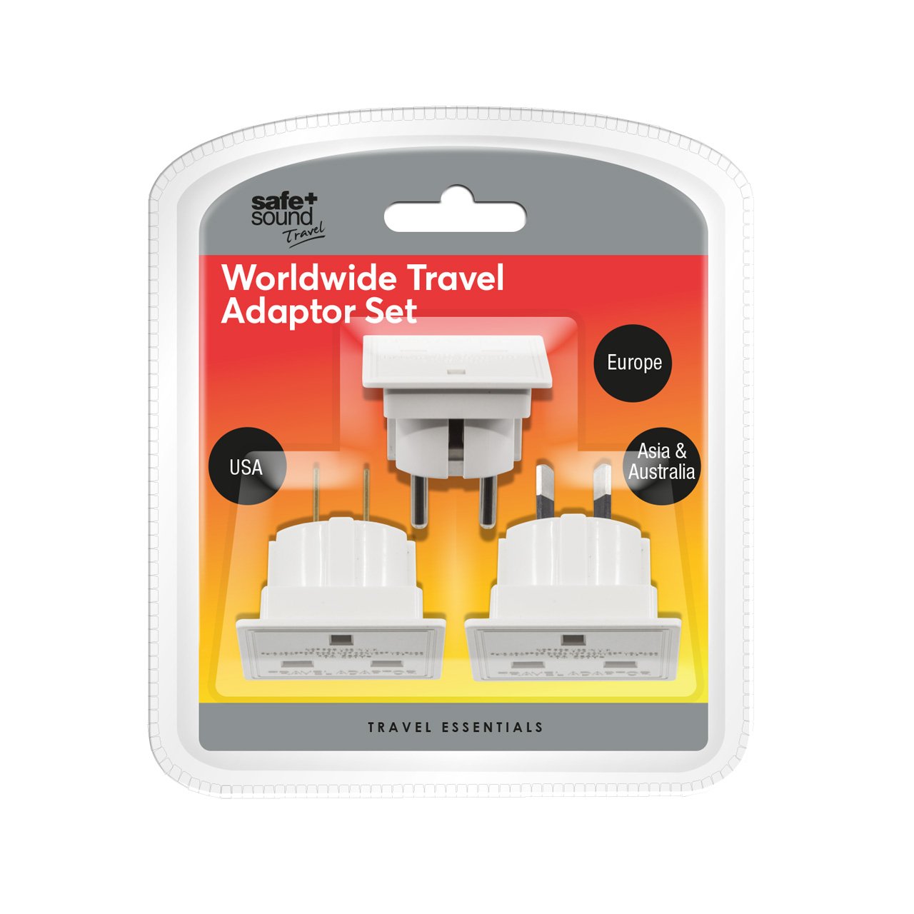 Safe and Sound SA6032 Worldwide Travel Adaptor Set - Three Single Socket Adaptors (full list of countries below)