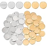 PH PandaHall 304 Stainless Steel Stamping Blanks,Round Charms Metal Blank Stamping Tag Pendants for Engraving Necklace Making