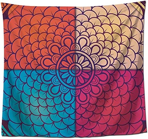 Zgqqq Indio Naranja Lotus Mandala Tapiz Alfombras Alfombras Pared