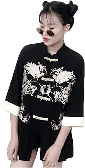 Amazon ジャング カーディガン 羽織 レディース 和風 コート ゆったり 春夏 シャツ プリント トップス 原宿風 和服式パーカー おしゃれ ジャケット薄手 ブラックa カーディガン ボレロ 通販