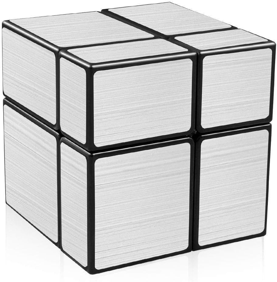 QIYI Mirror Cube 2x2 Speed Cube 2x2x2 Mirror Blocks Unequal Puzzle Silver Black